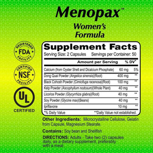 ALFA VITAMINS Menopax Women's Formula, Gluten Free Vitamin for Menstrual Health and Overall Wellness, Supports Joints, Energy, and Cycle Balance, Dietary Supplement for Women, 100 Capsules