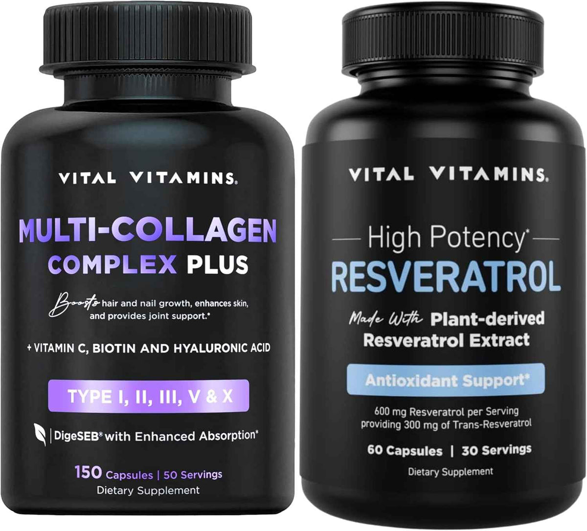 Vital Vitamins Multi Collagen Complex Plus Capsules + Resveratrol Capsules