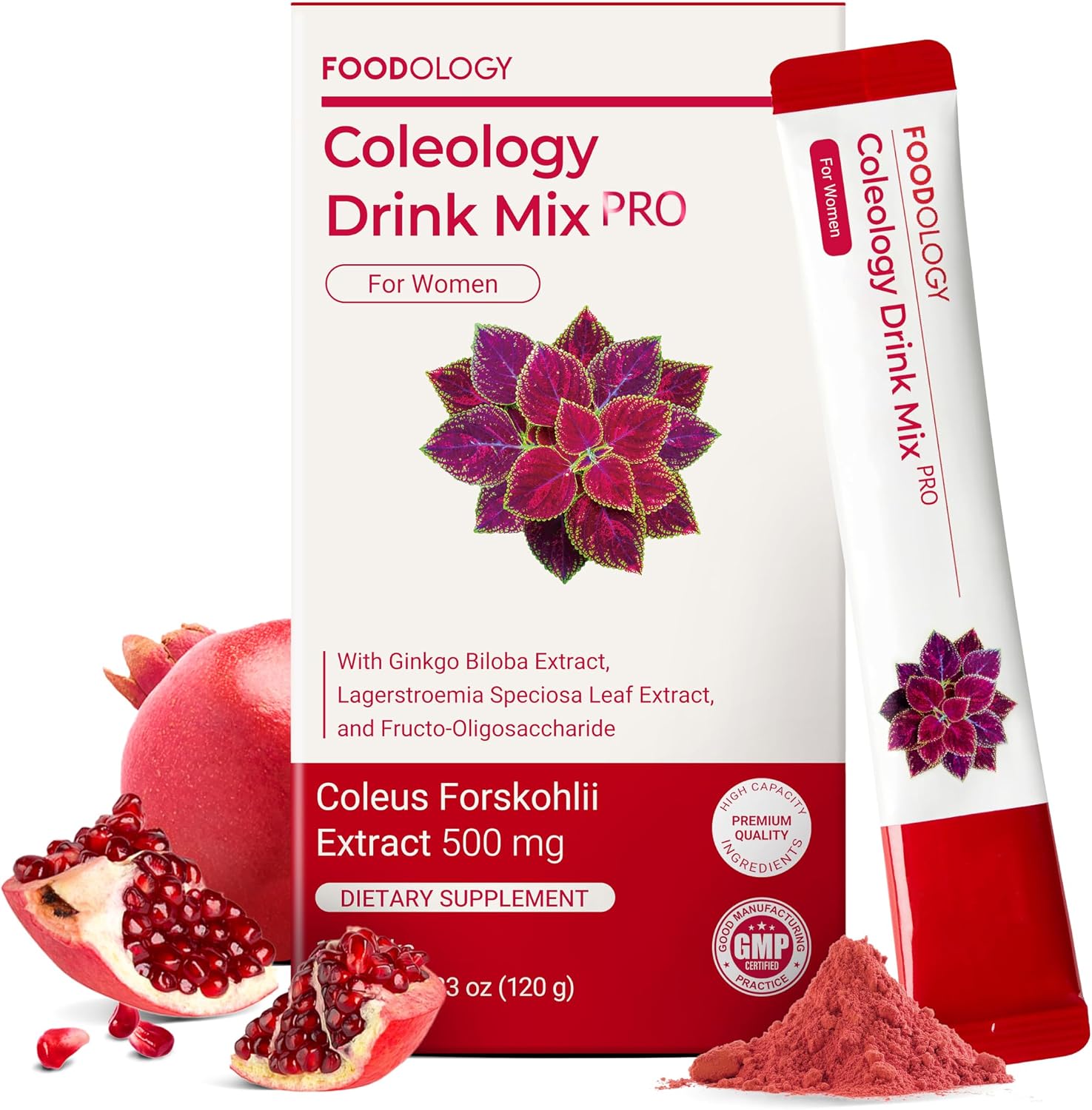 FOODOLOGY Coleology Drink Mix PRO | 3,000mg Prebiotic Fiber & Metabolism Support | Daily Pomegranate Stick Powder for Gut Health & Weight Management | 15 Sticks