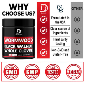 DEDICAD 1500mg Wormwood Capsules with Black Walnut & Cloves - Artemisia Annua Supplement for Immunity - 60 Vegan Capsules DEDICAD buy supplements Au