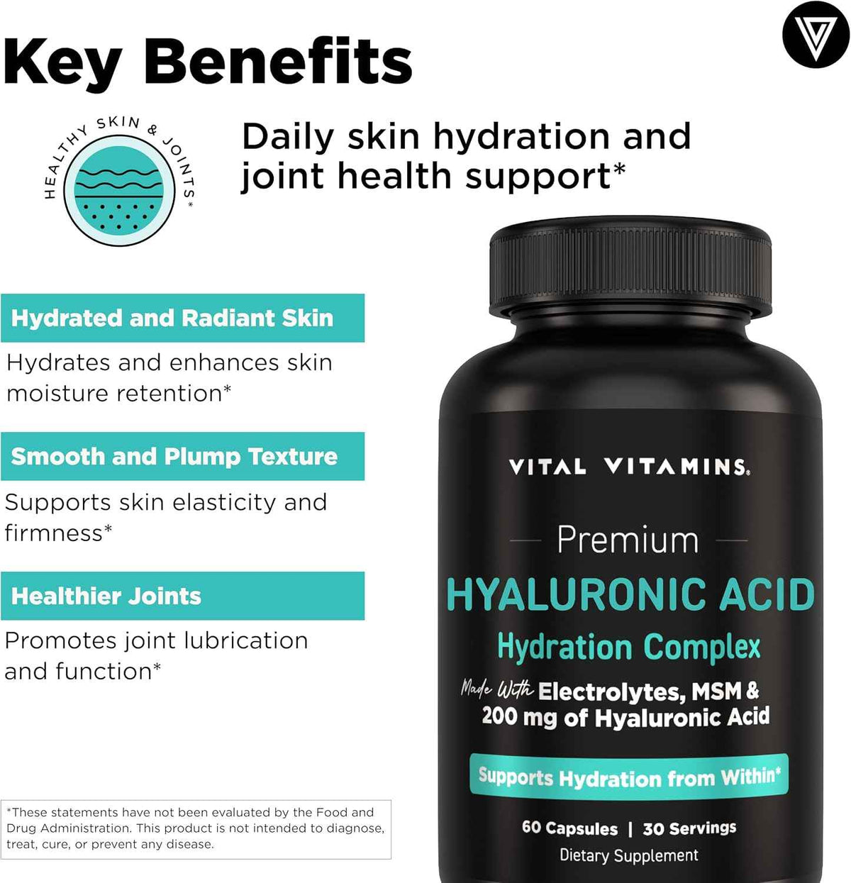 Vital Vitamins Multi-Collagen 150 ct + Hyaluronic Acid Hydration Complex 60 ct