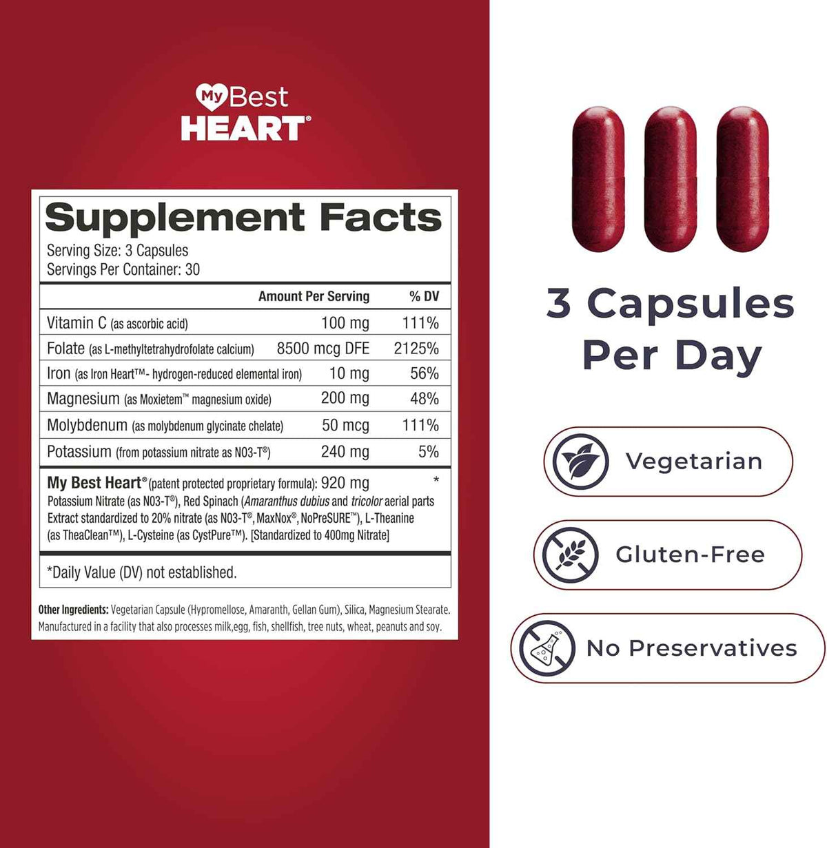 MyBestHeart Blood Pressure Support Supplement for Men & Women - 90 Capsules
