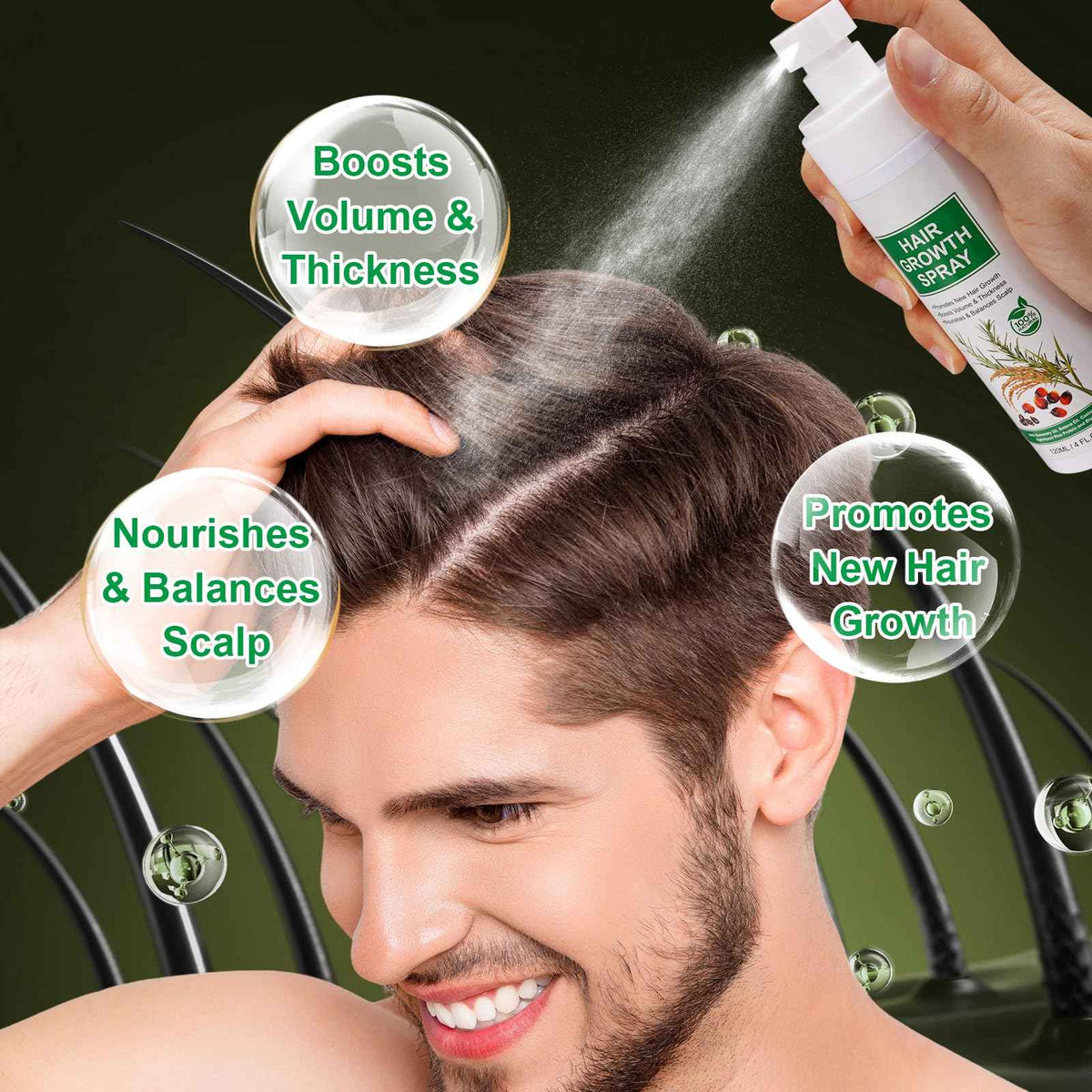 Hair Growth Serum Spray, Natural Hair Growth Spray With Biotin, Batana, Rosemary, and Castor Oil, Caffeine Ginseng Scalp Care Treatment, Thinning Hair Regrowth Thickening for Women Men 4 Fl Oz