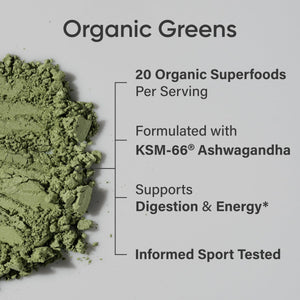 Sports Research® Organic Greens Superfood Powder w/Spirulina & Chlorella, Adaptogens, Enzymes, Probiotics & 8 VIT Bs for Gut & Mood Support* - Vegan, Sugar-Free & Low-Cal Original 20 Servings Sports Research buy supplements Au