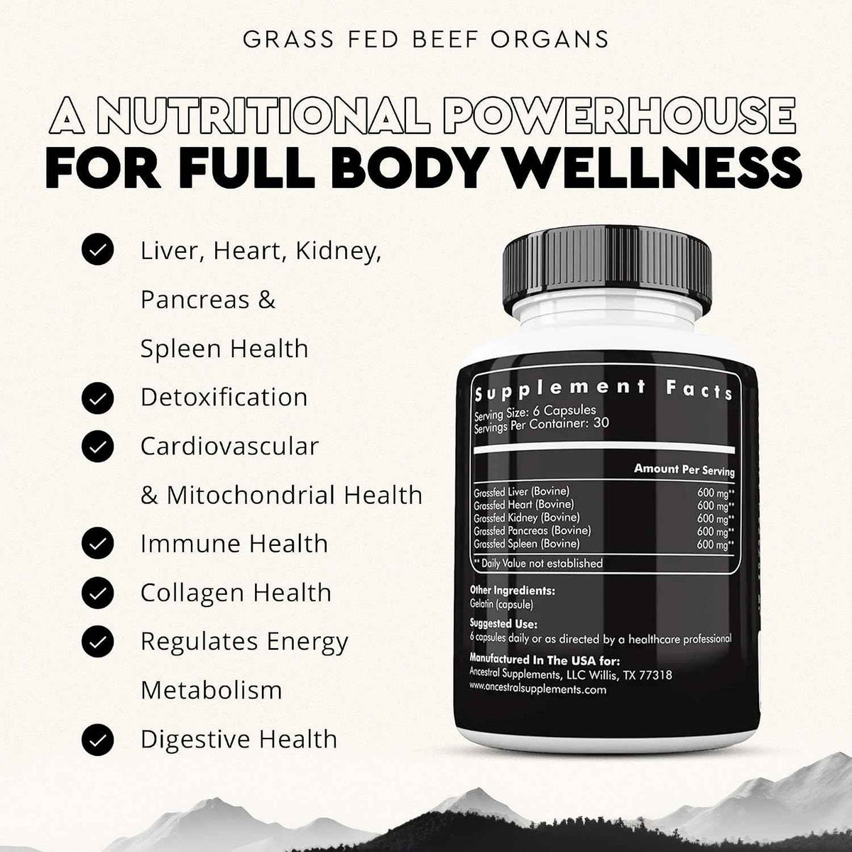 Ancestral Supplements FEM & Mofo Bundle – His & Hers Grass Fed Organ Supplements – Supports Hormone Balance, Energy, Vitality & Wellness – Pasture Raised Beef Organ Multivitamin for Men & Women