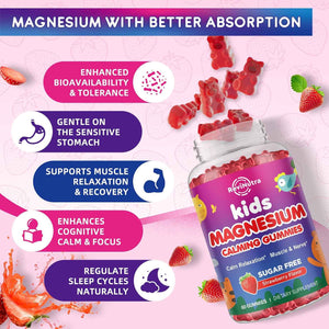2 Pack Magnesium Glycinate Gummies for Kids & Adults Stawberry & Raspberry Flavor