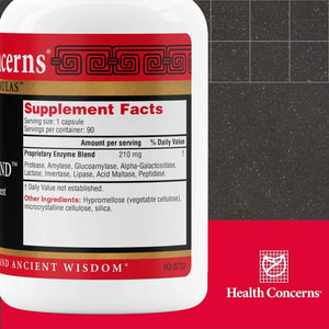 Health Concerns Enteromend – Digestive Enzyme Supplement for Gut Health, Bloating & Food Sensitivity Relief – Intestinal & Digestive Support – Protease, Amylase, Lactase & Peptidase – 90 Capsules
