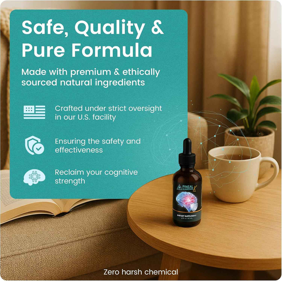 Pineal Guardian X Rapid Pineal Gland Activation Drops | Cognitive Support, Brain Supplement to Keep Cognitive Function, Memory and Focus in Top Shape, Add to Any Drink, 2mL Daily