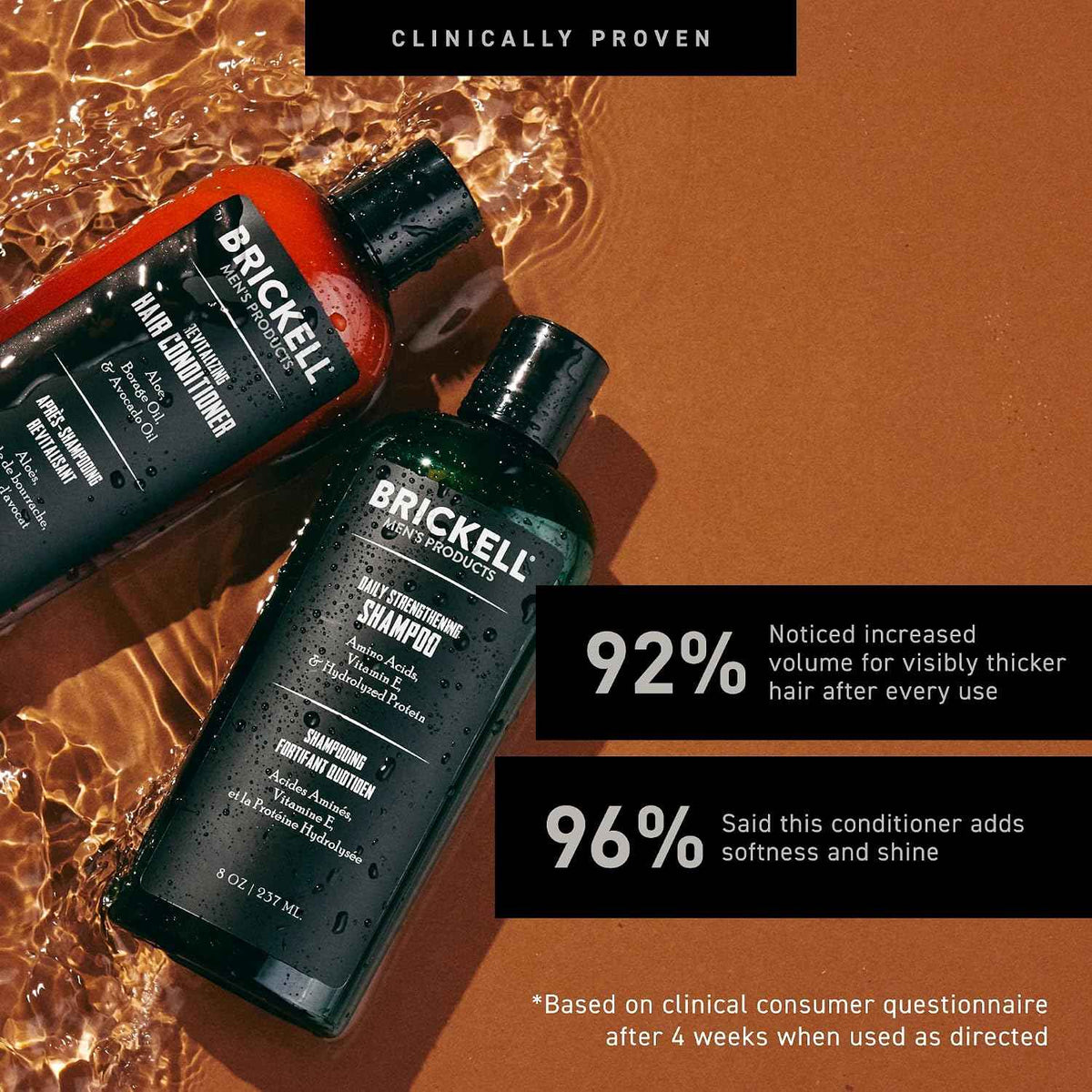 Brickell Men's Daily Revitalizing Hair Care Routine, Shampoo and Conditioner Set For Men, With Pro-Vitamin B5, Aloe, and Tea Tree Oil, Strength and Volume Enhancing Conditioner, Gift Set