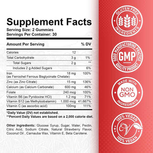 Iron Gummies Supplement for Adults & Kids | Calcium Potassium Magnesium Gummies | Bundle