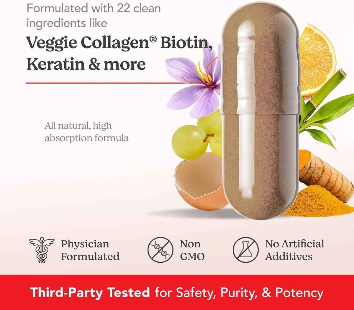 SKINtamin Vegetarian Collagen Pills | Best Collagen Supplements for Women to Support Skin Firmness and Wrinkles | Skin Supplement Formulated to Help Reduce Blemishes