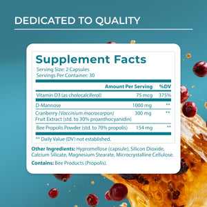 PUREHEALTH RESEARCH UT Fix - Urinary Tract Health Formula - Urinary Tract Support for Women & Men - Cranberry Supplement with D Mannose 1000mg, Vitamin D3 & Bee Propolis - 60 Capsules PUREHEALTH RESEARCHBuy Supplements Australia