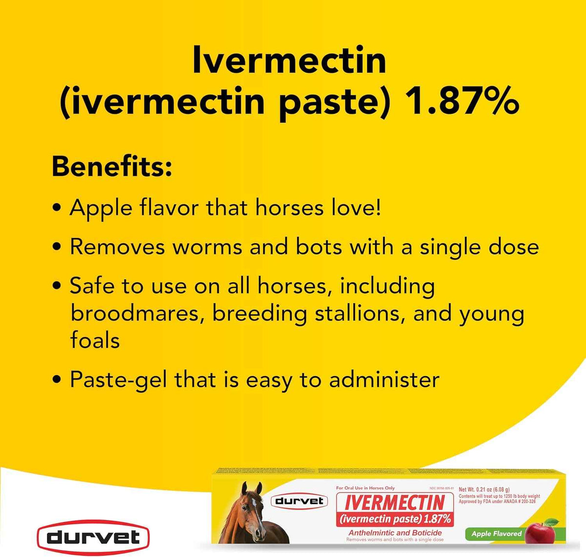 Ivermectin Paste Dewormer - 6.08g dose @ 1.87%-Apple flavored
