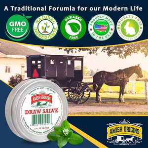 Supplement Product​Amish Origins Drawing Salve Ointment for Boil Treatment, Maximum Strength Fast Acting Draw Salve for Splinters, Bee Stings, Anti Itch Cream, Poison Ivy Oak Relief, 2 oz - Zenith WellnessUSA