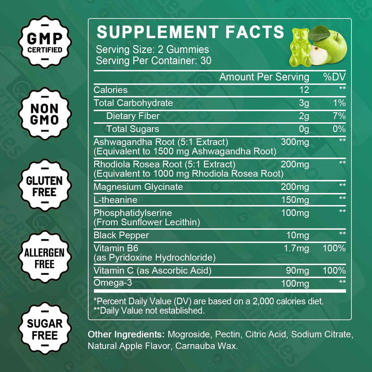 GORNVB Cortisol Gummies, Cortisol Supplement for Women with Magnesium, Ashwagandha, Rhodiola, Phosphatidylserine, L-Theanine, Black Pepper, Vitamin C & B6 - Relaxation, Focus, Sleep Support - 2 Pack