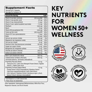 Multivitamin for Women 50 and Over - Once Daily Womens Multivitamin with Lutein & CoQ10 - Vegan, Iron Free Vitamins for Women 50 Plus - Daily Wellness, Bone & Immune Support - USA Made - 60 Capsules