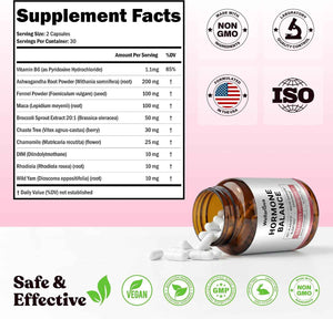 Hormone Harmony for Women – Natural Hormonal Balance Support for Menopause | Perimenopause, Menopause, Hot Flashes, Mood Swings, Cravings, Bloating Relief, 60 Capsules