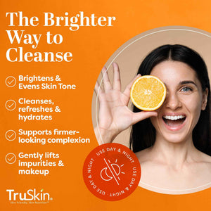 TruSkin Vitamin C Brightening Face Wash with Rosehip Oil, 4 fl oz | Vitamins C & E, Aloe Vera and MSM gently cleanse, refresh and support radiant-looking skin without over-drying