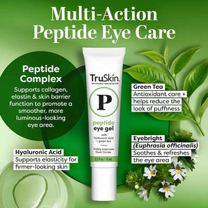 TruSkin Peptide Eye Cream Gel for Dark Circles, 0.5 fl oz | With Hyaluronic Acid to visibly smooth fine lines, hydrate and depuff tired-looking under eyes with a lightweight feel