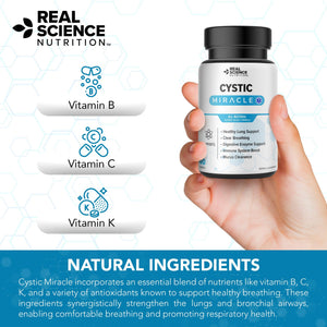Real Science Cystic Miracle - Lung Support Supplement for Breathing Support and Mucus Clearance – with Vinitrox & GABA to Help Clear Lungs and Aid Respiratory Health, Made in USA, 60 Caps Real Science NutritionBuy Supplements Australia