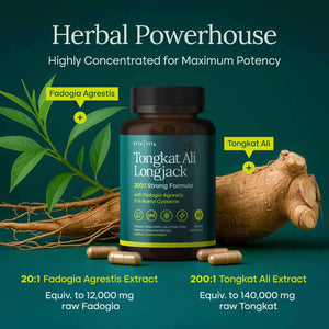Testosterone Booster for Men with Tongkat Ali & Fadogia Agrestis [200:1 Longjack] - Lean Muscle Recovery for Men and Women, Hormonal Balance with NAC Liver Support, Detox & Cleanse, 60ct (Made in USA)