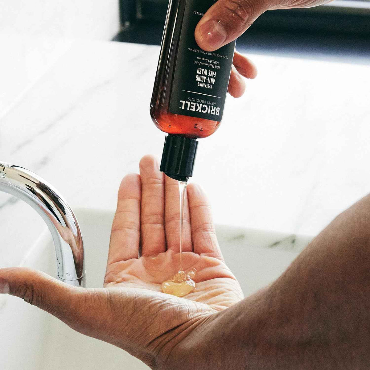 Brickell Men's Redefining Anti-Aging Face Wash For Men, Foaming Gel Face Wash Firms & Plumps Skin to Reduce Signs of Aging, With Hyaluronic Acid, Vitamin E, and Vitamin C, 4oz, Scented