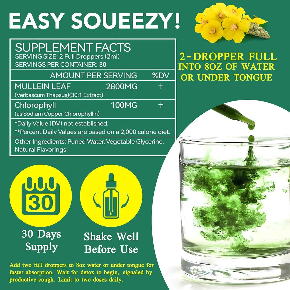 HUYEHF Mullein Drops, Mullein Leaf Extract Drops for Lungs Cleanse and Phlegm, Fast Absorption Powerful Mullein Extract for Stronger Lungs (2)
