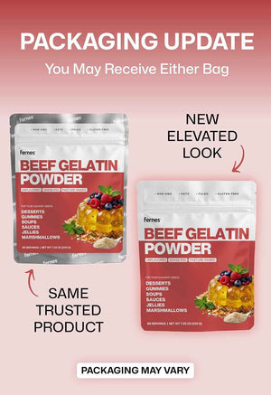 Fernes Beef Gelatin Powder Unflavored - Grass-Fed & Pasture-Raised, 225 Bloom Thickening Agent for Gummies, Marshmallows, Jellies, Desserts & Baking - Keto, Paleo, Non-GMO, Kosher, Gluten-Free, 7 oz