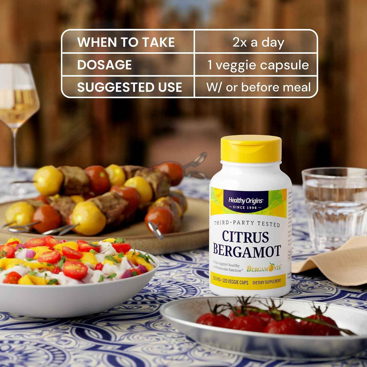 Healthy Origins Citrus Bergamot Bergamonte 500 mg, 120 Veggie Caps