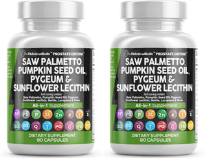 Clean Nutraceuticals Saw Palmetto Pumpkin Seed Oil Pygeum Sunflower Lecithin Stinging Nettle Cranberry - Prostate Supplements for Men with Lycopene - 90 Caps