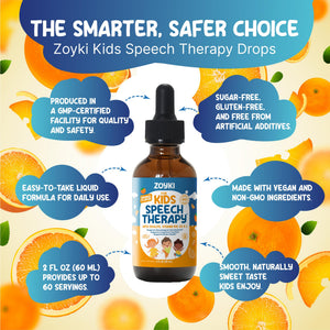Zoyki Speech Therapy Drops for Kids - Speech Support Supplement for Communication Delay Cognitive Function Language & Brain Development with Zeolite Vitamins B12 D3 C - Sugar Free Gluten-Free Vegan ZoykiBuy Supplements Australia