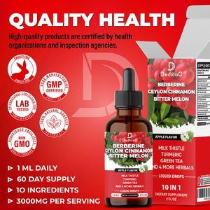 DEDICAD 10in1 Berberine HCl Drops - Liposomal Berberine Liquid - Activator Berberine with Ceylon Cinnamon, Bitter Melon, and 7 More - 60ml DEDICAD buy supplements Au