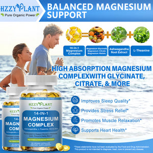 Magnesium Complex Softgels, High Absorption Magnesium Supplement with Glycinate, Citrate, Malate, Taurate, 14-in-1 Magnesium Complex for Women & Men for Muscle, Heart, Sleep Support, 2 Month Supply HZZYPLANT buy supplements Au