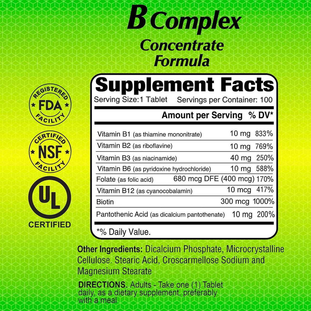 ALFA VITAMINS B Complex Formula - Daily Nutritional Supplement - B Vitamins for a Healthier Heart and Nervous System, and Natural Energy Increase - 100 Tablets