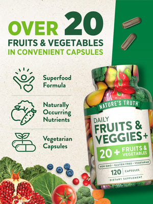 Nature's Truth Fruit and Veggies Supplement | 120 Vegetarian Capsules | 20+ Fruits & Vegetables | Vegetarian, Non-GMO, and Gluten Free Supplement Nature's TruthBuy Supplements Australia