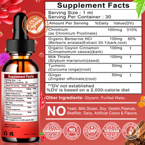 Berberine Drops, High Absorption 6-in-1 Liquid Berberine Supplement with Ceylon Cinnamon Milk Thistle Turmeric, Premium Berberine HCl for Immune Function Metabolic & Digestive Support, 30 Servings Vita letuoBuy Supplements Australia