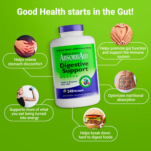 AbsorbAid Digestive Enzymes 240 vCaps, Proven to Increase Vital Nutrient Absorption by up to 71% - PrimeBioHealth - canada supplements