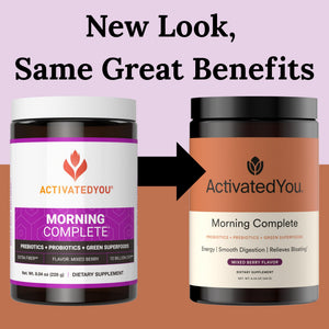ActivatedYou Morning Complete Super Greens Powder Drink Mix - Gut Health Boost with Prebiotics, Probiotics, & Antioxidants - 10 Billion CFUs, Mixed Berry Flavor - PrimeBioHealth - canada supplements