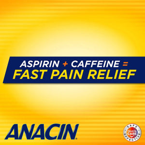 Anacin Aspirin & Caffeine Fast Pain Relief, Eases Minor Aches and Pains Due to Headache, Muscle Aches & Arthritis, 300 Count - PrimeBioHealth - canada supplements