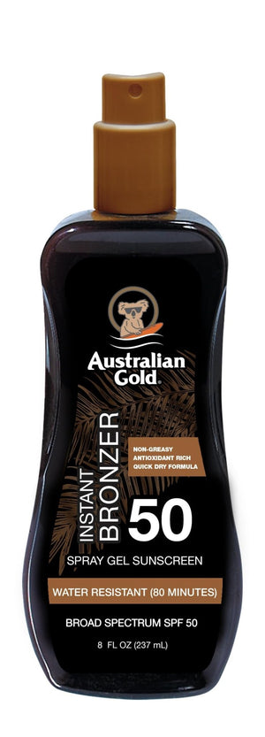 Australian Gold Spray Gel Sunscreen with Instant Bronzer SPF 50, 8 Ounce | Moisturize & Hydrate Skin - PrimeBioHealth - canada supplements