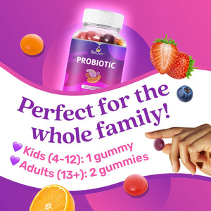 BeLive Probiotic Gummies - Probiotics with 5 Billion CFUs for Digestive Health, Men, Women & Kids - for Immune Support, Sugar Free & Vega - PrimeBioHealth - canada supplements