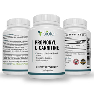 Biolor High Absorption Propionyl-L-Carnitine (PLCAR) No Artificial Fillers - Effective Propionyl L Carnitine HCL Supplement to Support Blood Circulation - 120 Capsules - PrimeBioHealth - canada supplements