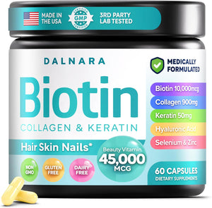 Biotin and Collagen supplements Hair Skin & Nails Vitamin for women and men - PrimeBioHealth - canada supplements