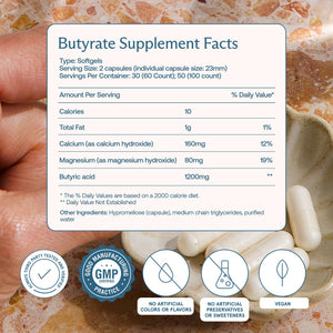 BodyBio Butyrate - Postbiotic for Gut Health, Digestive Support, Bloat, Gas & Constipation Relief, Leaky Gut Repair - Calcium, Magnesium - PrimeBioHealth - canada supplements