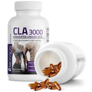 Bronson CLA 3000 Extra High Potency Supports Healthy Weight Management Lean Muscle Mass Non-Stimulating Conjugated Linoleic Acid 120 Softgels - PrimeBioHealth - canada supplements