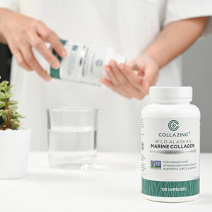 C COLLAZING - Alaskan Wild-Caught Marine Collagen Peptides with Hyaluronic Acid & Vitamin C - Supports Skin, Hair, Nails, Joints & Bones - Type 1 & 3 Collagen - PrimeBioHealth - canada supplements