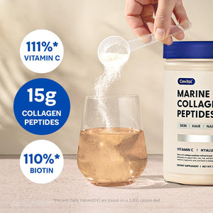 Cevitol Marine Collagen Peptides - Hydrolyzed Ultra-fine Collagen Powder for Women & Men, Hyaluronic Acid, Biotin, Vitamin C, for Skin, Hair, Nails, Joints - PrimeBioHealth - canada supplements