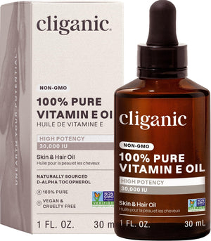 Cliganic Pure Vitamin E Oil for Skin, Scars, Hair & Face - 30,000 IU, Non-GMO Verified | Natural D-Alpha Tocopherol - PrimeBioHealth - canada supplements