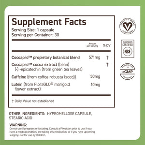 CocoaVia Memory & Focus Brain Supplement, 30 Day, Cocoa Flavanol Blend, Lutein, Added Caffeine for Boost. Improve Cognitive Function, Attention, Vegan & Plant Based, 30 Capsules - PrimeBioHealth - canada supplements