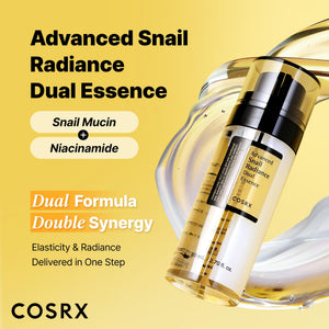 COSRX Snail Mucin 74% + Niacinamide 5% Dual Essence, Anti Aging Face Serum for Dull Skin, Sensitive Skin, Korean Skin Care, 2.70 fl.oz / 80ml - PrimeBioHealth - canada supplements